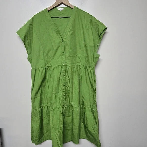 Frances Valentine Green Short Sleeve Breezy Mini Dress Sz XL - Picture 2 of 9
